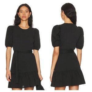 NWT Evereve Nation Ltd Evangeline Mini Dress Ruffle Puff Sleeve Black Women's S